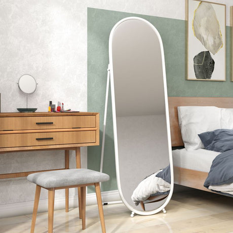 HOMCOM Two-Way Curved Full Length Mirror - White