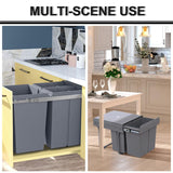 HOMCOM Kitchen Recycle Waste Bin Pull Out Soft Close Dustbin Recycling Cabinet Trash Can Grey (40L (1x20L+2x10L))