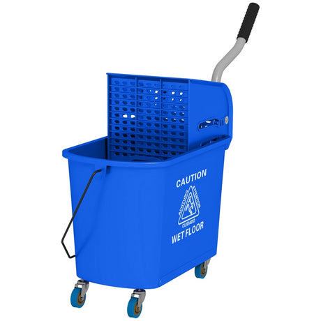 HOMCOM 20L Mop Bucket on Wheels, with Water Separation Panel - Blue