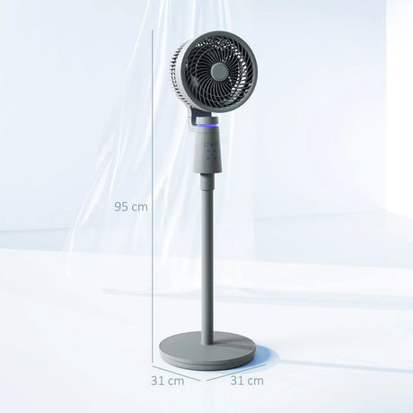HOMCOM Pedestal Air Circulation Fan with Oscillating, Light Off, Grey