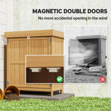 Outsunny Small Shed, Wooden Garden Shed with Openable Hinged Roof and Removable Shelf, Outdoor Tool Storage Cabinet Chest with Double Doors, 74 x 43 x 88 cm, Natural Wood Finish