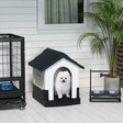 PawHut Plastic Dog Kennel with Windows, for Garden Patio, Miniature Dogs, 64.5 x 57 x 66cm - Grey