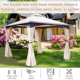 Outsunny 3.2 x 3.2m Garden Gazebo, Double Roof Outdoor Gazebo Canopy Shelter with Netting, Solid Steel Frame for Garden, Lawn, Backyard and Deck