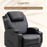 HOMCOM Recliner Chair, Recliner Massage Rocker Chair with 360 Rotate, 165 Reclining Function, Adjustable Footrest, Swivel Armchair Single Sofa for Living Room with Drink Holders, Side Pockets, Black