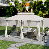 Outsunny 3 x 4m Metal Frame, Two-Tier Roof Gazebo - Cream White