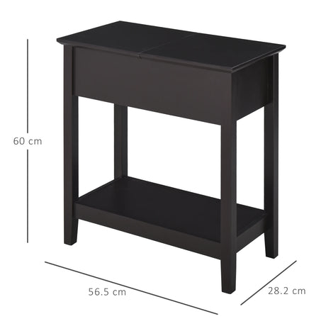 HOMCOM End Table, Narrow Side Table with Flip Top , Shelf, Dark Coffee