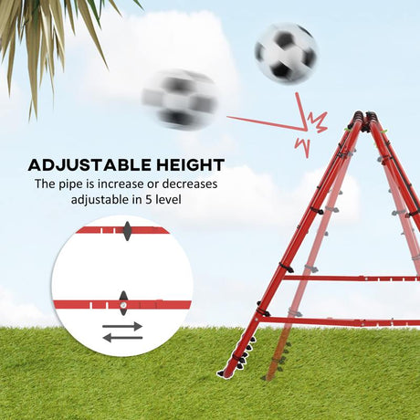 HOMCOM Double Sided Football Rebounder Net, Football Rebound Goal with Five Adjustable Angles, Red