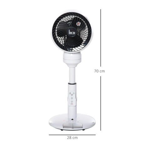 HOMCOM 9'' Air Circulator Fan 3 Speed 3 Mode, 70° Oscillation 90° Vertical Tilt, Height Adjustable, Remote Controller, for Living Room, Bedroom, Office, Black and White