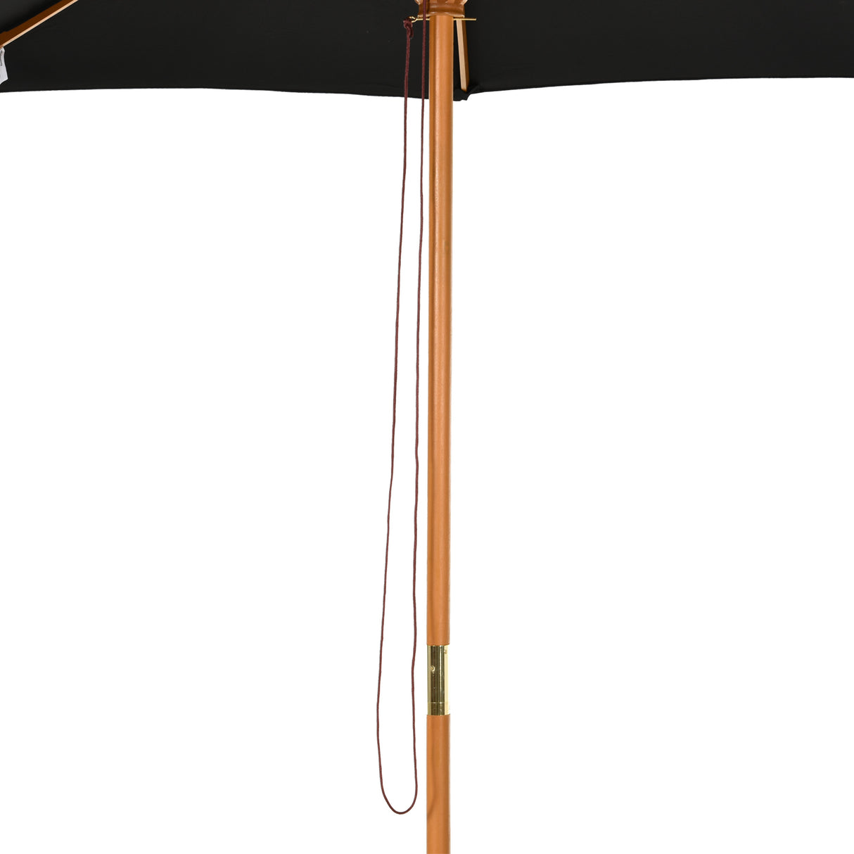 Outsunny 3(m) Garden Parasol, Pulley Operated Patio Umbrella, Wooden Table Market Umbrella with Rope Pulley Mechanism and 8 Ribs, Black