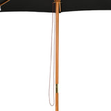 Outsunny 3(m) Garden Parasol, Pulley Operated Patio Umbrella, Wooden Table Market Umbrella with Rope Pulley Mechanism and 8 Ribs, Black