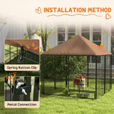 PawHut Outdoor Dog Kennel Puppy Play Pen with Canopy Garden Playpen Fence Crate Enclosure Cage Rotating Bowl 141 x 141 x 151 cm