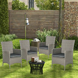 Outsunny Set of Four Rattan Armchairs, with Cushions - Grey