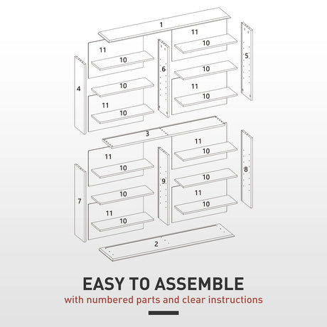 HOMCOM 16-Compartment Media Shelf - Black