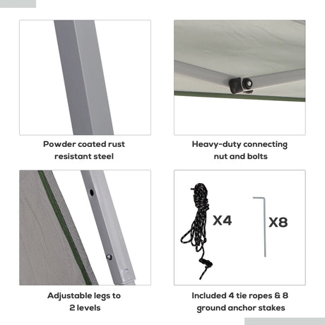 Outsunny Outdoor Garden Pop-up Gazebo Canopy Tent Sun Shade Event Shelter Folding with Adjustable Height, Mesh Screen Side Walls 3.5 M  3.5 M Base / 3 M  3 M Top, Green