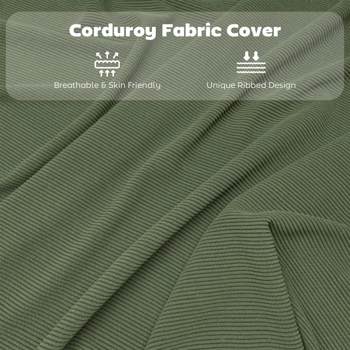 HOMCOM Set of Four Folding Corduroy Seat Chairs - Green