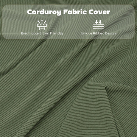 HOMCOM Set of Four Folding Corduroy Seat Chairs - Green