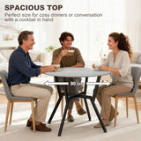 HOMCOM Dining Table, Round Kitchen Table with Black Legs, Anti-slip Foot Pads for Living Room, Dining Room 90 x 76 cm, Grey
