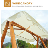 Outsunny 3 Seater Garden Swing Seat with Canopy, Wooden Swing Chair, Outdoor Hammock Bench for Balcony Patio Porch, Cream White