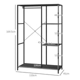 HOMCOM Steel Frame Clothes Storage Rack, with Shelves - Black