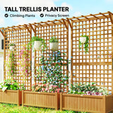 Outsunny Raised Bed with Drainage Holes, Wood Planter with Trellis for Climbing Plants to Grow Vegetables, Flowers, Yellow