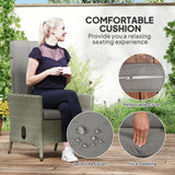 Outsunny 105-150 Reclining Rattan Chair - Grey