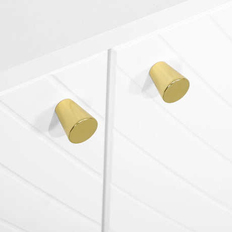 HOMCOM Elegant Two-Cupboard Sideboard - White/Gold-Tone