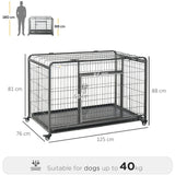PawHut Metal Dog Cage Kennel Locking Door & Wheels Removable Tray Openable Top For Extra Large Pets 125 x 76 x 81 cm