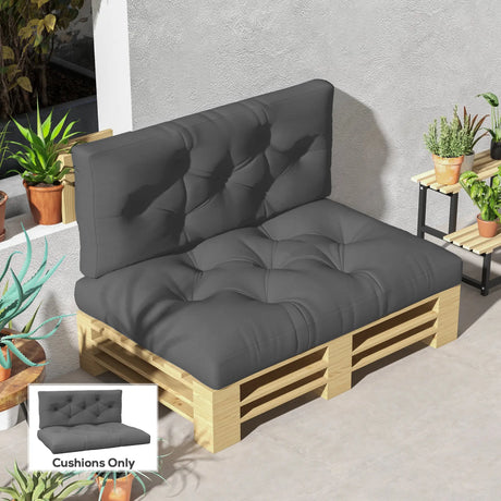 Outsunny Seat and Back Padded Pallet Cushion Set - Dark Grey