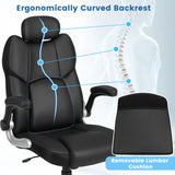 Kneading Massage Office Chair with Adjustable Height and Rocking Function-Black