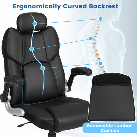 Kneading Massage Office Chair with Adjustable Height and Rocking Function-Black