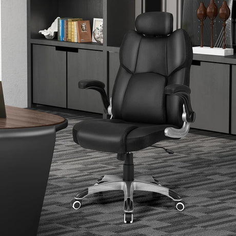 Kneading Massage Office Chair with Adjustable Height and Rocking Function-Black