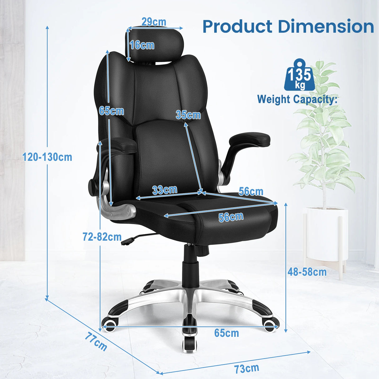 Kneading Massage Office Chair with Adjustable Height and Rocking Function-Black