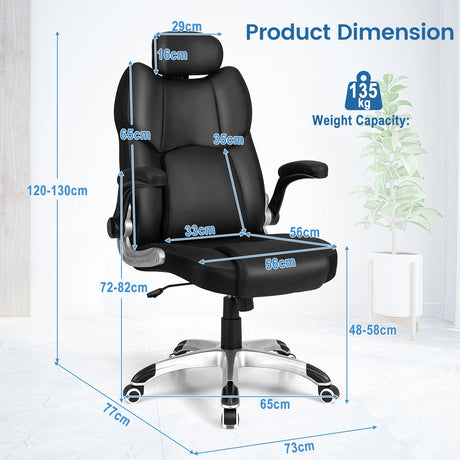 Kneading Massage Office Chair with Adjustable Height and Rocking Function-Black