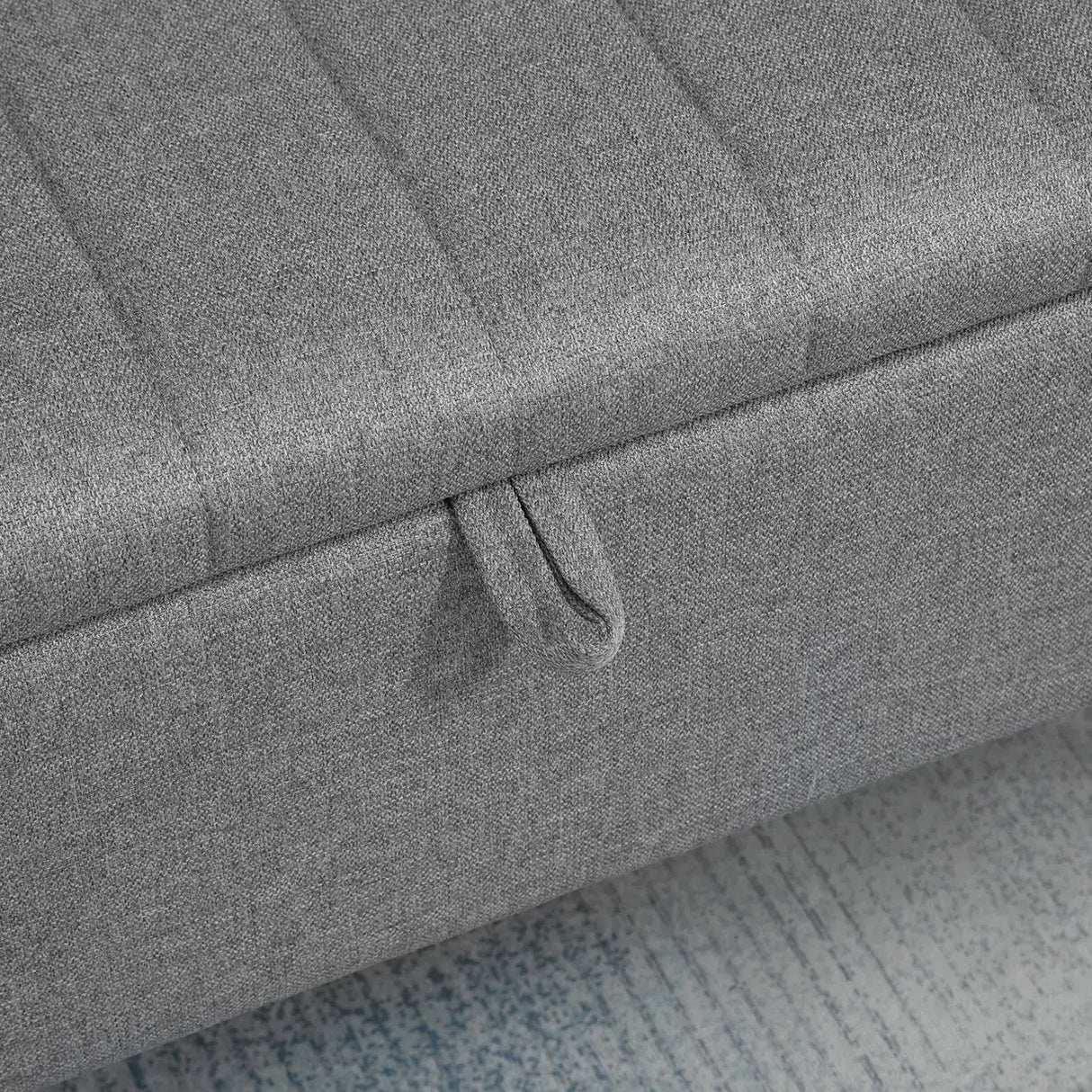 HOMCOM Storage Ottoman with Flip Top, Rectangular Upholstered Bench, Linen Look Fabric Footstool with Steel Legs for Living Room, Bedroom, Grey