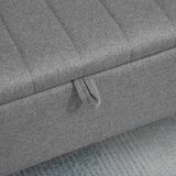 HOMCOM Storage Ottoman with Flip Top, Rectangular Upholstered Bench, Linen Look Fabric Footstool with Steel Legs for Living Room, Bedroom, Grey