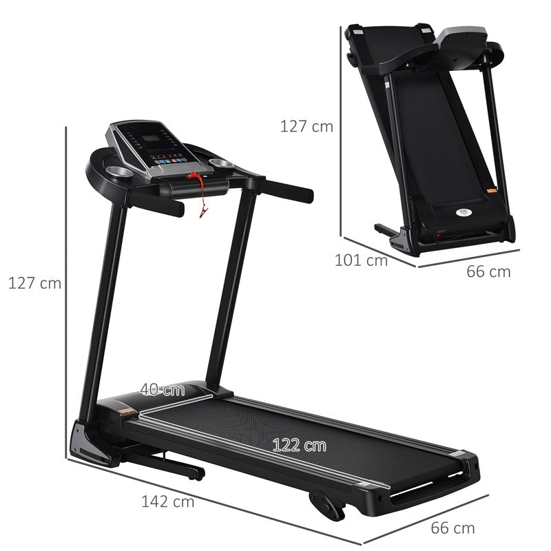 HOMCOM Folding Treadmill, 2.0HP Incline Treadmill Running Machine, 12.8 km/h, with LED Display, Manual Incline, 12 Preset Programs, Drink & Phone Holder for Home Gym Fitness