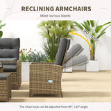 Outsunny Six-Piece Rattan Garden Set, with Reclining Chairs - Grey