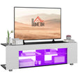 HOMCOM Multi-Shelf TV Cabinet, with Adjustable LED Lights - White