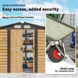 Outsunny 7 x 4ft Garden Shed, Easy to Assemble, Upgraded Galvanised Steel Frame with Foundation Kit, Double Doors with Lock, Outdoor Metal Shed with Vents and Gloves, Garden Storage Shed, Natural