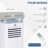 HOMCOM 7000 BTU Air Conditioning Unit, 3-in-1 Portable Air Conditioner, Dehumidifier, Cooling Fan with 2 Speeds, 24H Timer, Remote Control, LED Display, Window Venting Kit, 15m²