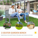 Outsunny 2 Seater Wooden Garden Bench with Armrest, Outdoor Furniture Chair for Park, Balcony, Grey