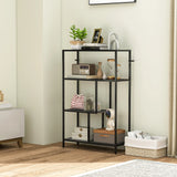HOMCOM 4-Tier Bookshelf with Open Shelves - Charcoal Grey
