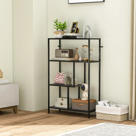 HOMCOM 4-Tier Bookshelf with Open Shelves - Charcoal Grey