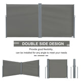 Outsunny 6 x 2m Retractable Sun Side Awning Screen Fence Patio Garden Wall Balcony Screening Panel Outdoor Blind Privacy Divider  Grey