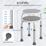HOMCOM 360 Swivel Shower Chair, Height Adjustable Aluminium Shower Stool with Non-Slip Feet for Disabled, Elderly, Grey