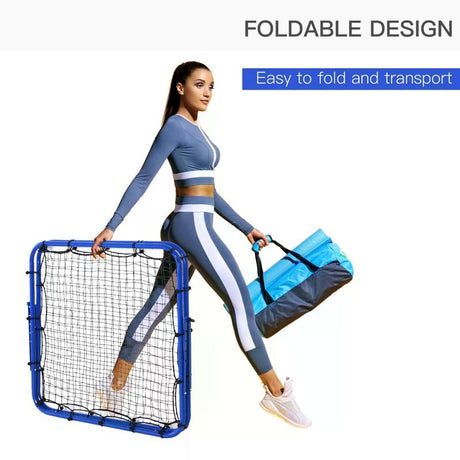 HOMCOM Double Sided Football Rebounder Net, Football Rebound Goal with Five Adjustable Angles, Blue