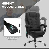 Vinsetto Office Chair with 6 Point Massage and Back Heat, Microfibre Desk Chair with Footrest Adjustable Height and Swivel Wheels, Back Reclining, Full Black