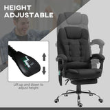 Vinsetto Office Chair with 6 Point Massage and Back Heat, Microfibre Desk Chair with Footrest Adjustable Height and Swivel Wheels, Back Reclining, Full Black