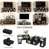 HOMCOM Three-Block Modular TV Stand - Black Wood-Effect