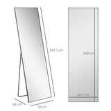 HOMCOM Full Length Dressing Mirror, Floor Standing or Wall Hanging, Aluminium Alloy Framed Full Body Mirror for Bedroom, Living Room, 50 x 161.5cm, Black